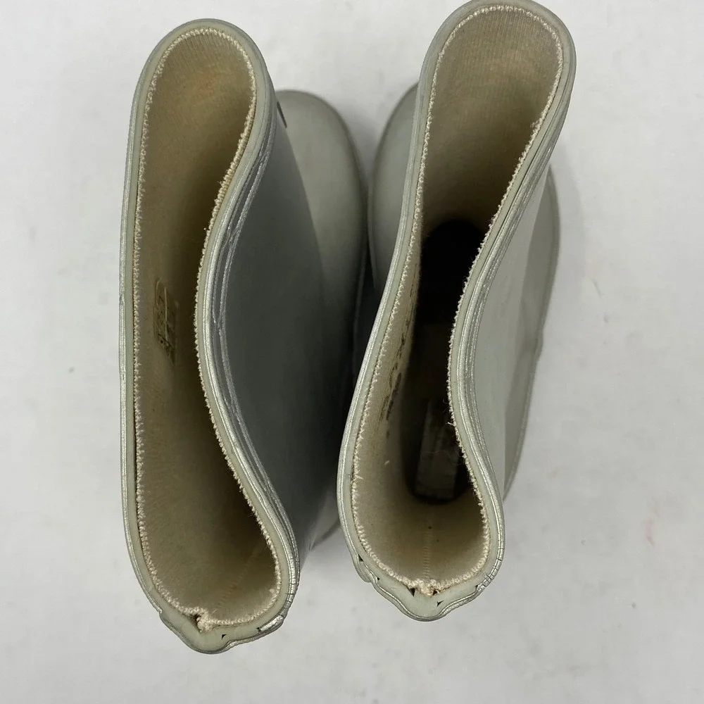 Hunter Kids First Metallic Silver Rain Boots Waterproof Wellies Size 10 Kids
